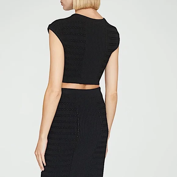 Balmain 6-Button Pointelle Knit Crop Top